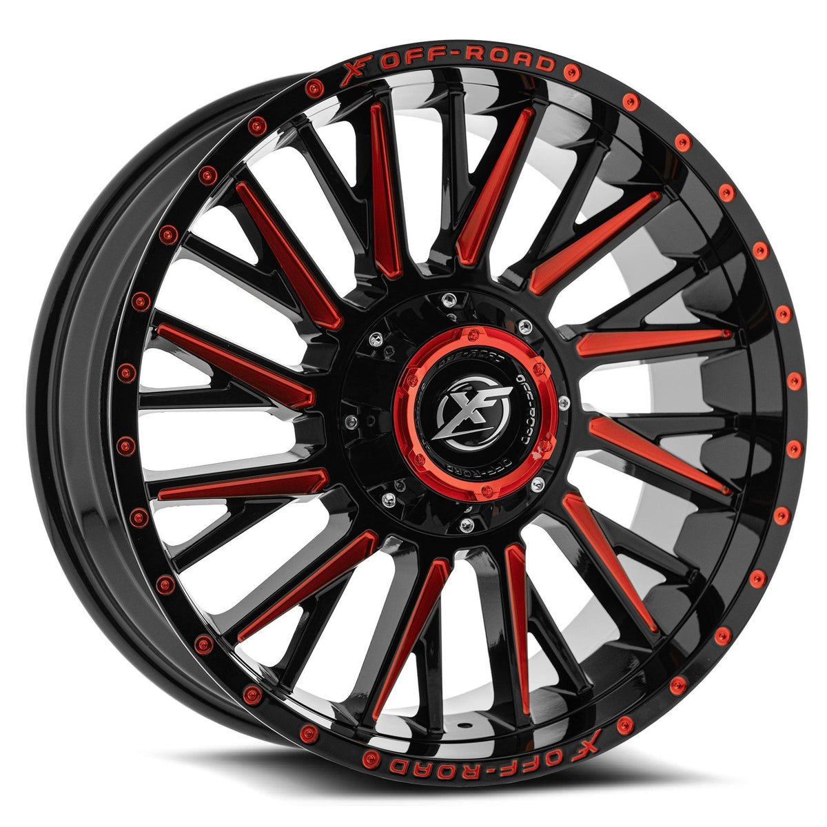 20x10 XF-226 Gloss Black & Red Milled -12mm - HulkOffsets