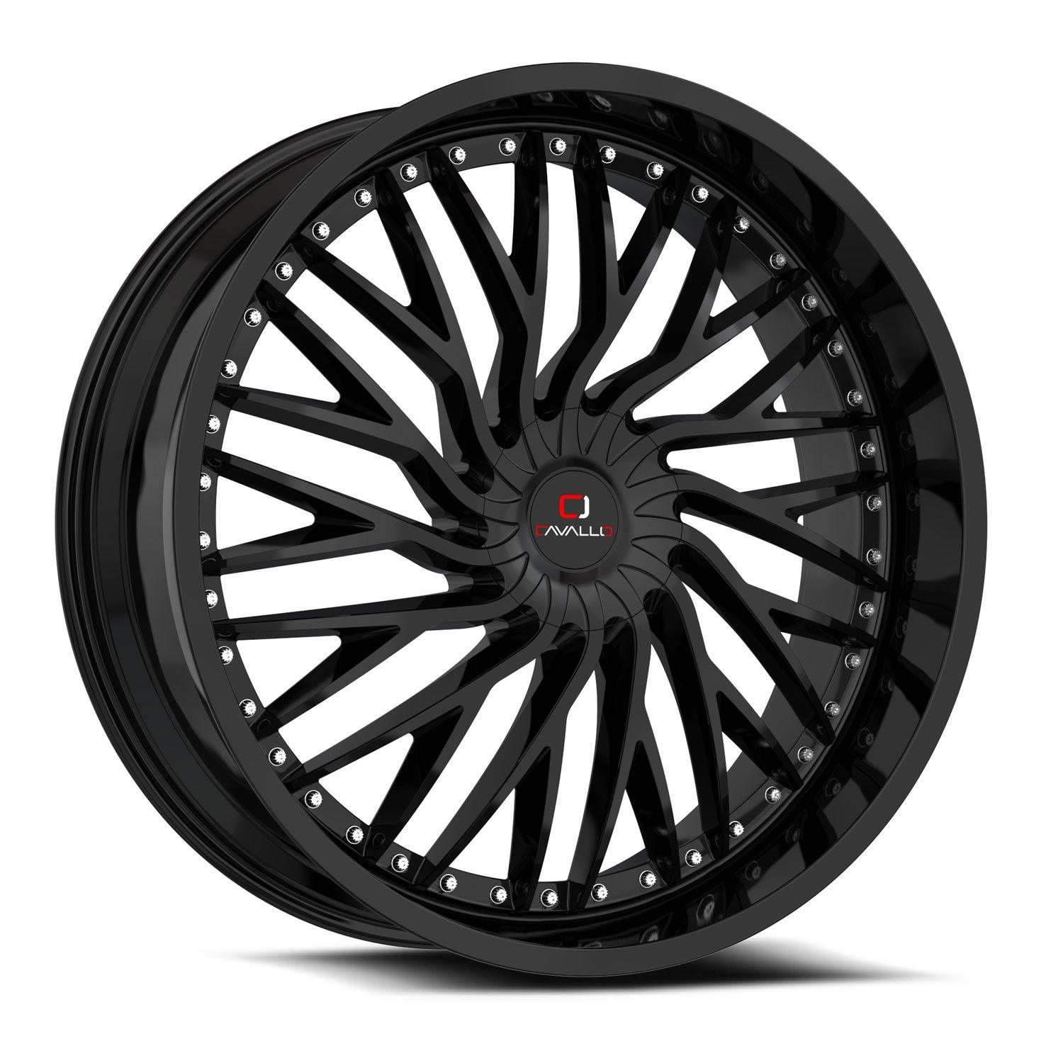 Cavallo 22x9.5 CLV-43 Gloss Black +25mm - HulkOffsets