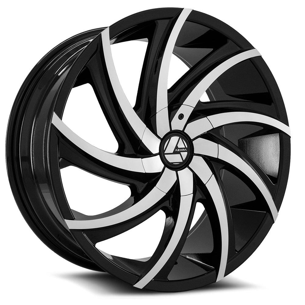 28x9.5 AZA-503 Gloss Black & Machined +15mm - HulkOffsets