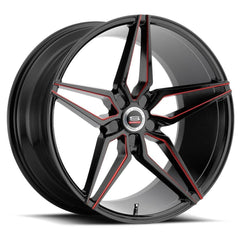 22x10.5 SPM-81 Gloss Black & Red Machined +42mm - HulkOffsets