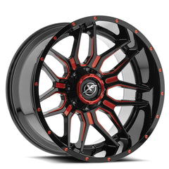 22x12 XF-222 Gloss Black & Red Milled -44mm - HulkOffsets