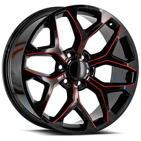 22x9 G-09 Gloss Black & Red Milled +31mm - HulkOffsets